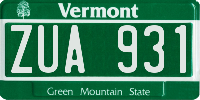 VT license plate ZUA931