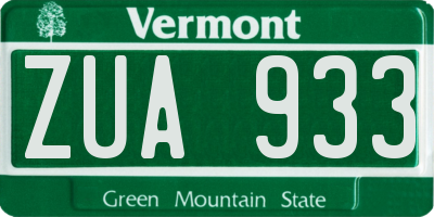 VT license plate ZUA933