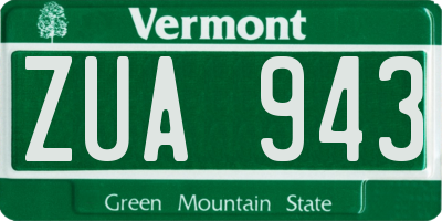VT license plate ZUA943