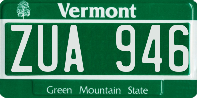 VT license plate ZUA946