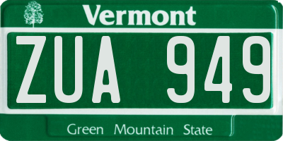 VT license plate ZUA949