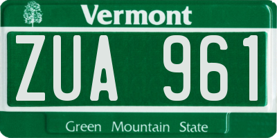 VT license plate ZUA961