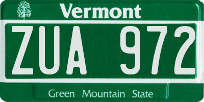 VT license plate ZUA972