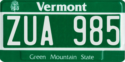 VT license plate ZUA985