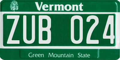 VT license plate ZUB024
