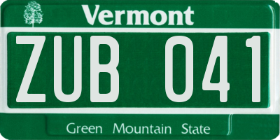 VT license plate ZUB041