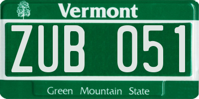 VT license plate ZUB051