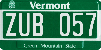 VT license plate ZUB057