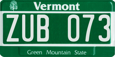 VT license plate ZUB073