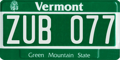 VT license plate ZUB077