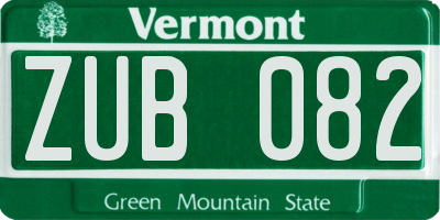 VT license plate ZUB082