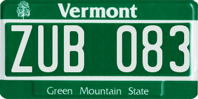 VT license plate ZUB083