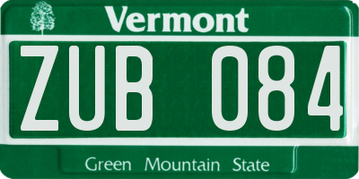 VT license plate ZUB084