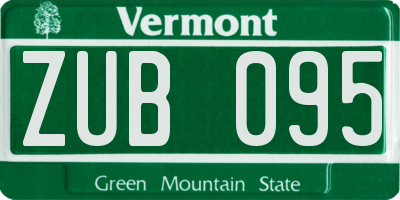 VT license plate ZUB095