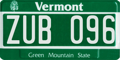 VT license plate ZUB096