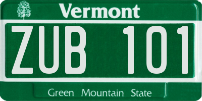 VT license plate ZUB101
