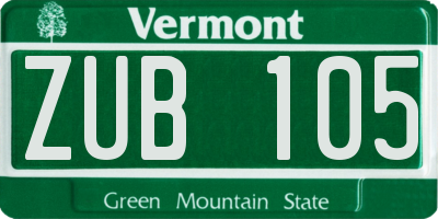 VT license plate ZUB105