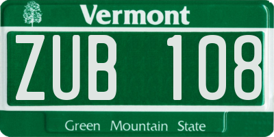 VT license plate ZUB108