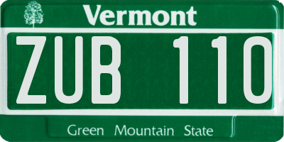 VT license plate ZUB110