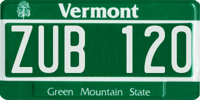 VT license plate ZUB120