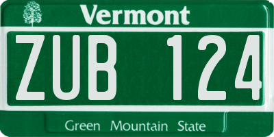 VT license plate ZUB124