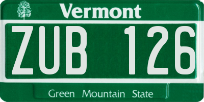 VT license plate ZUB126
