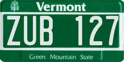 VT license plate ZUB127