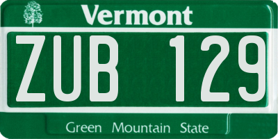VT license plate ZUB129