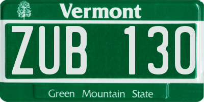 VT license plate ZUB130