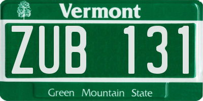 VT license plate ZUB131
