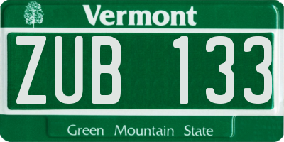 VT license plate ZUB133