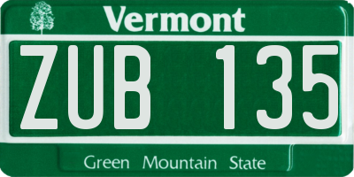 VT license plate ZUB135
