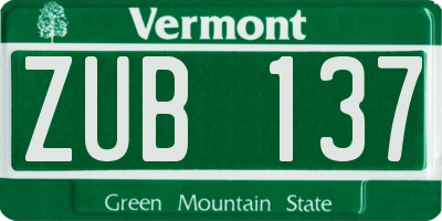 VT license plate ZUB137