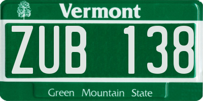 VT license plate ZUB138
