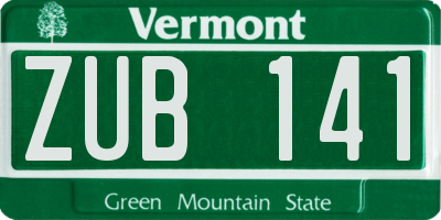 VT license plate ZUB141