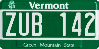 VT license plate ZUB142