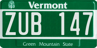 VT license plate ZUB147