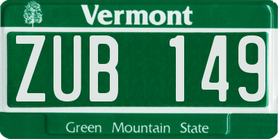 VT license plate ZUB149