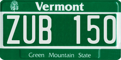 VT license plate ZUB150