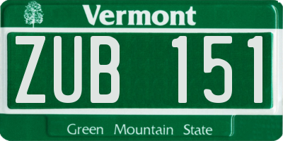 VT license plate ZUB151