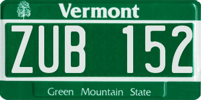 VT license plate ZUB152