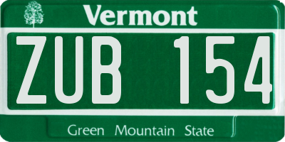 VT license plate ZUB154