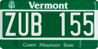 VT license plate ZUB155