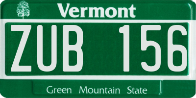 VT license plate ZUB156