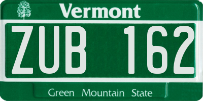 VT license plate ZUB162