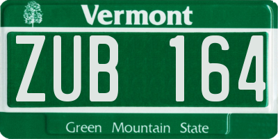 VT license plate ZUB164