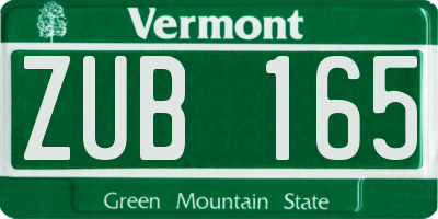 VT license plate ZUB165