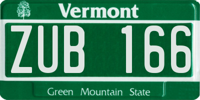 VT license plate ZUB166