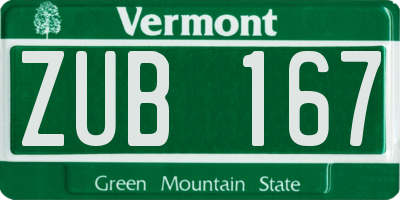 VT license plate ZUB167