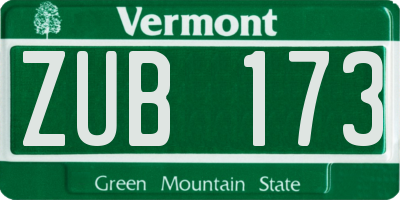 VT license plate ZUB173